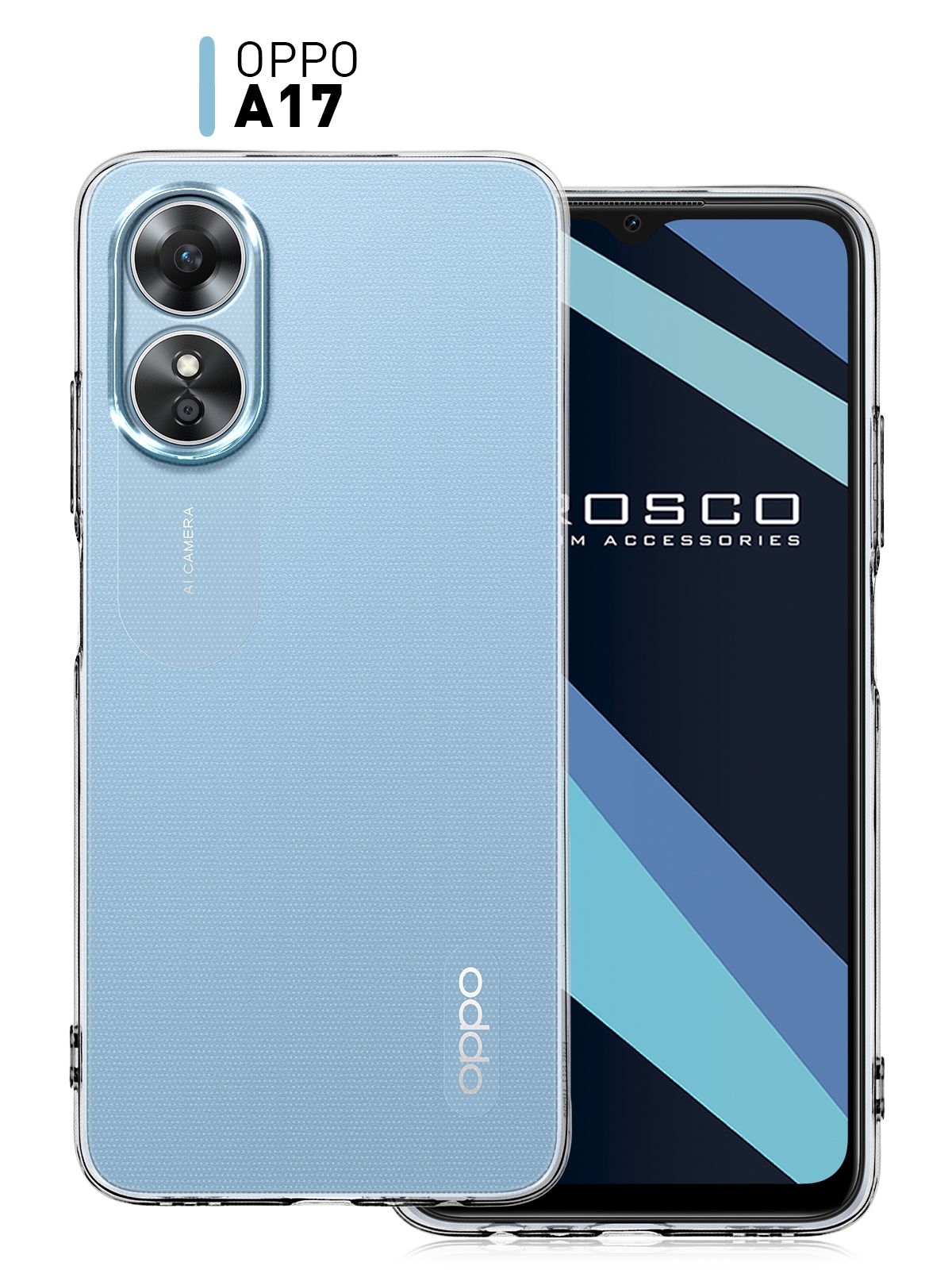 Чехол для Oppo A17 (Оппо А17) с защитой модуля камер, прозрачный ROSCO -  купить с доставкой по выгодным ценам в интернет-магазине OZON (831622740)