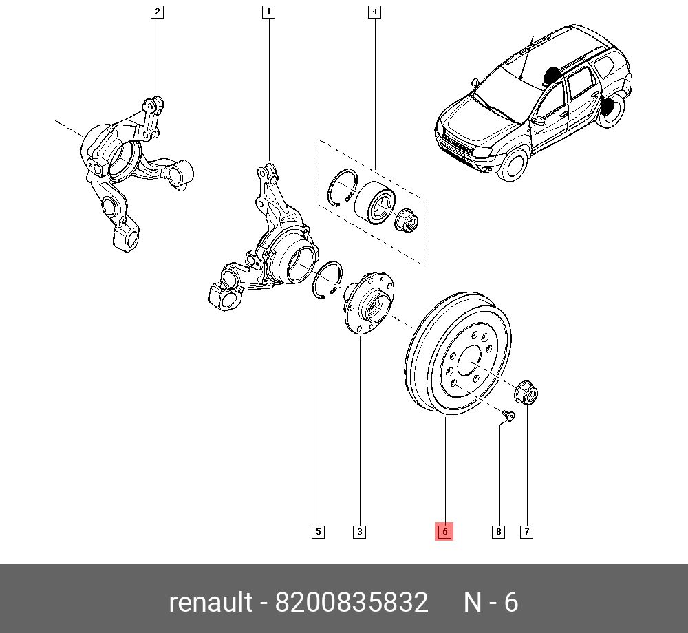 Порядок сборки передней ступицы рено дастер Барабан тормозной Renault 8200835832 - купить по низкой цене в интернет-магазине