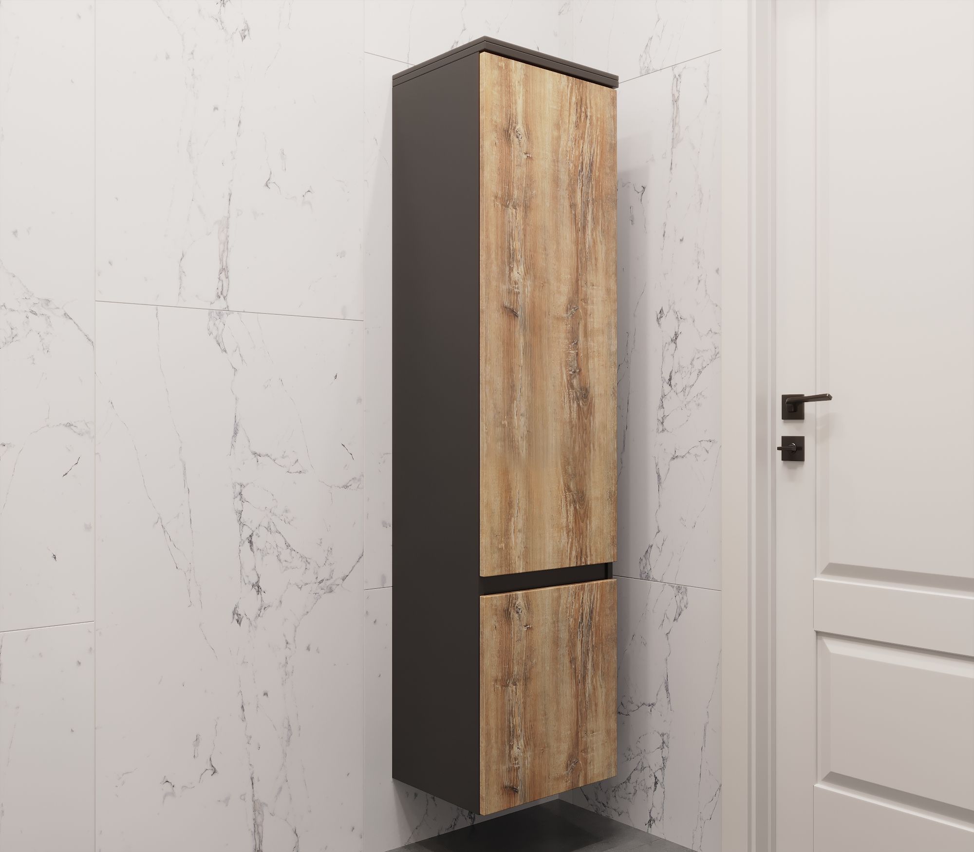 Шкаф, полка для ванной комнаты, FAURAplus Триумф 40, подвесной, ПРАВЫЙ, Славянский Дуб