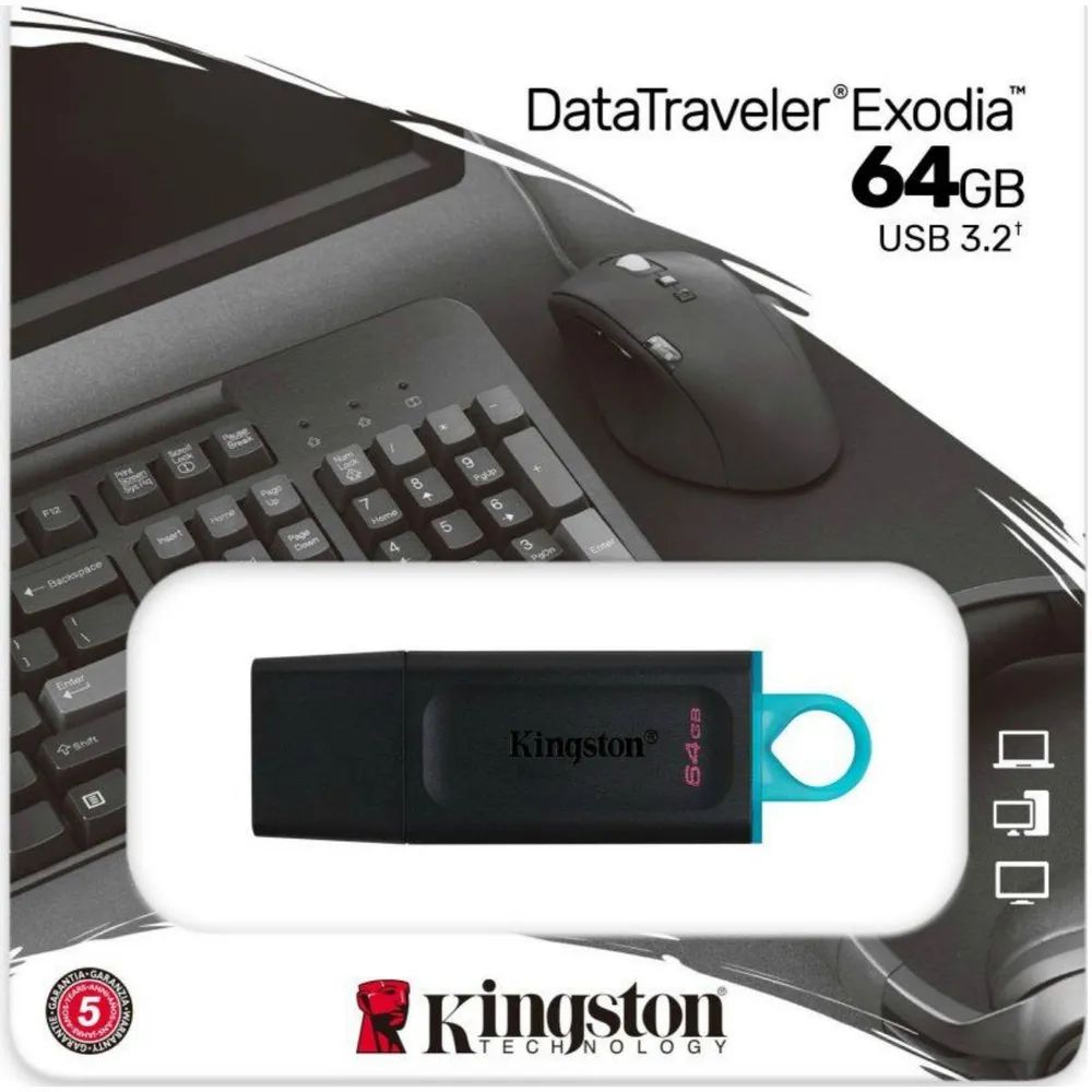 USB-флешнакопительKingstonDataTravelerExodia64GBUSB3.2Black(DTX/64GB)