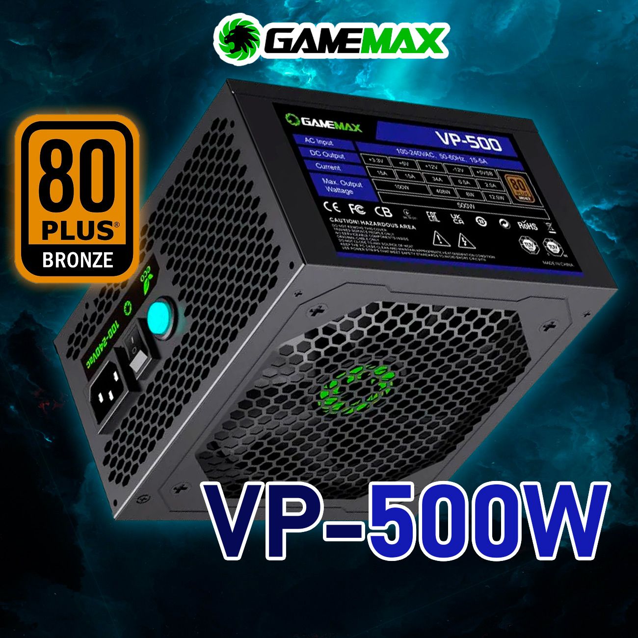 БлокпитанияGameMaxVP-500(Черный500WBronze120мм20+4pin4+4pin(CPU)1*6+2pin(PCI-E)4*SATA3*MOLEX)