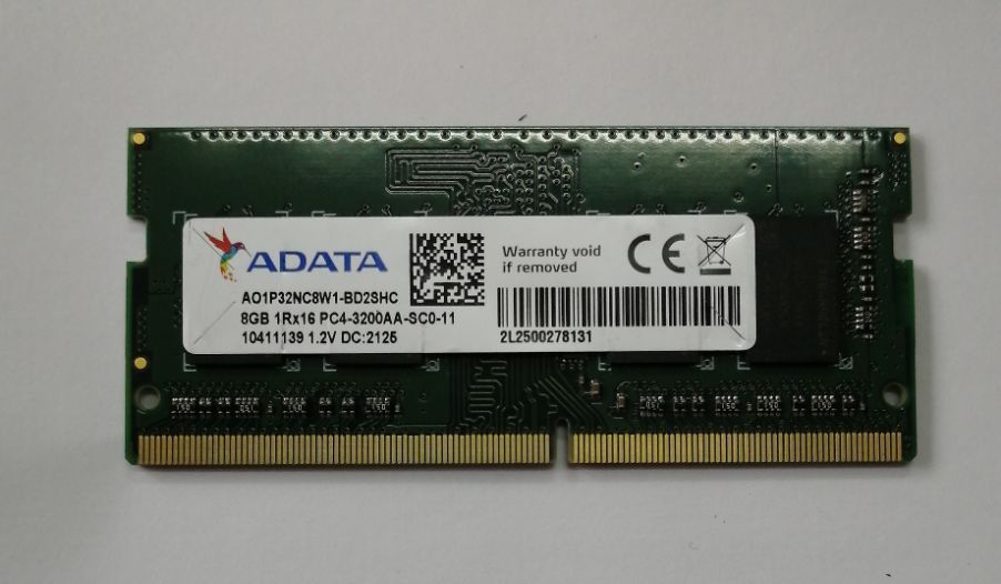 ADATAОперативнаяпамятьSODIMMDDR4AO1P32NC8W1-BD2SHC8Гб3200MHz1x8ГБ(AO1P32NC8W1-BD2SHC)