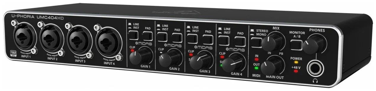 BEHRINGER UMC404HD внешний USB / MIDI интерфейс для записи и воспроизведения звука на компьютере (PC / MAC)