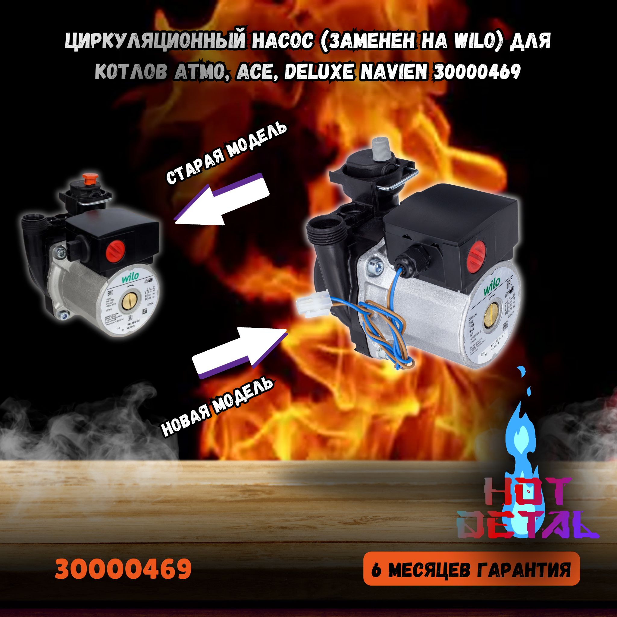 Циркуляционный насос (Заменен на WILO) для котлов Atmo, Ace, Deluxe Navien 30000469