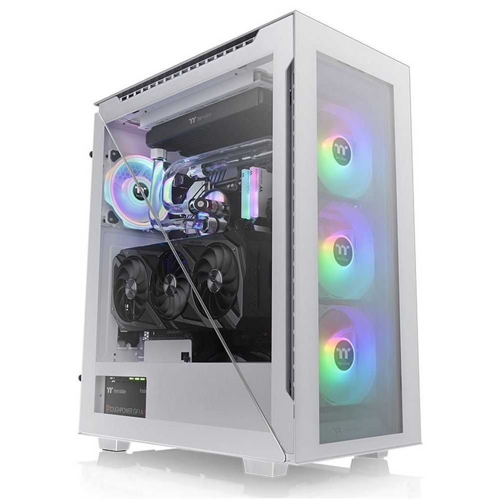 Корпус для ПК белый, Middle Tower, Mini-ITX, ATX, RGB Thermaltak (CA-1T4-00M6WN-01) закаленное стекло