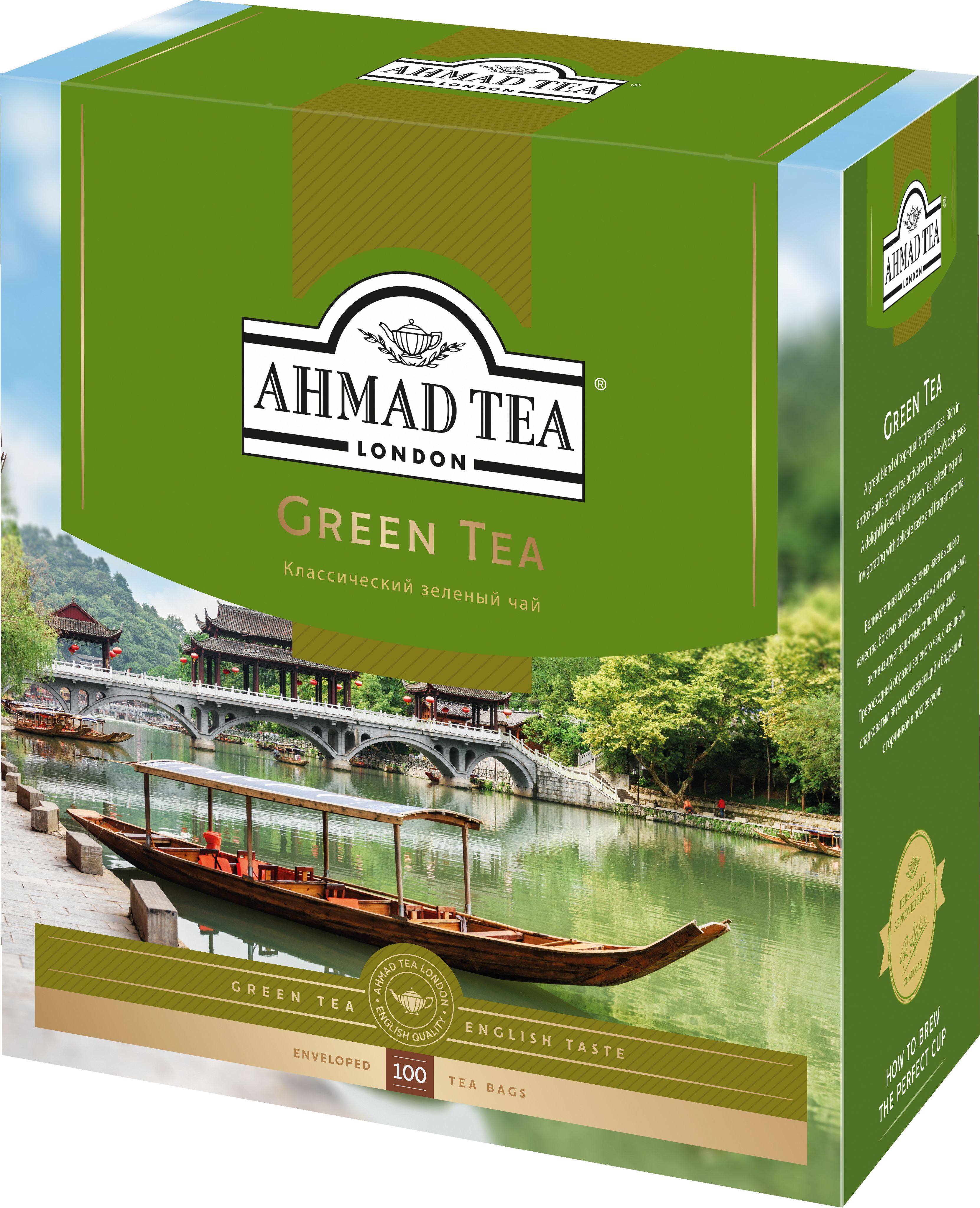 Чай в пакетиках зеленый Ahmad Tea Green Tea, 100 шт