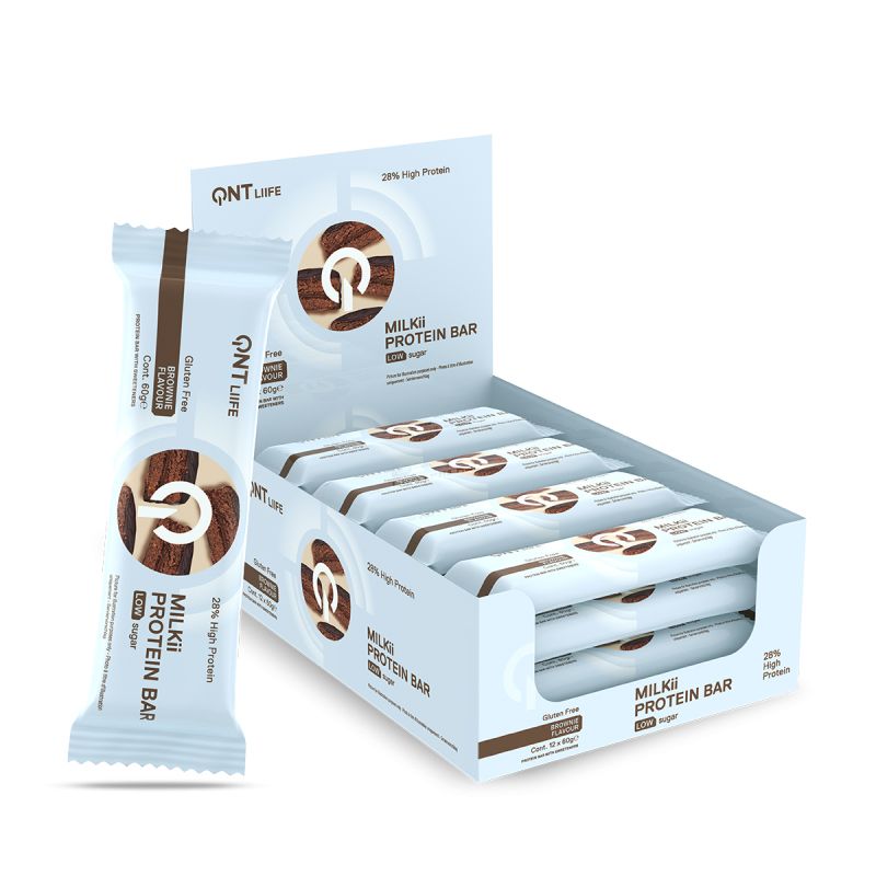 Протеиновый батончик QNT Life Milkii Protein Bar, шоколадный брауни, 12 штук