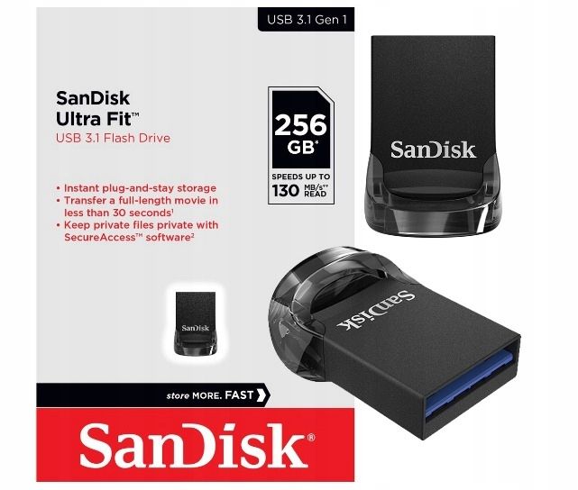 Флеш-накопительSanDiskUltraFitUSB-3.1256GB130МБ/сSDCZ430-256G-G46