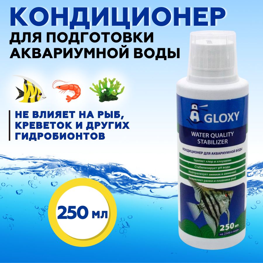 Кондиционер для подготовки воды в аквариуме Gloxy Water Quality Stabilizer 250 мл на 2500 л