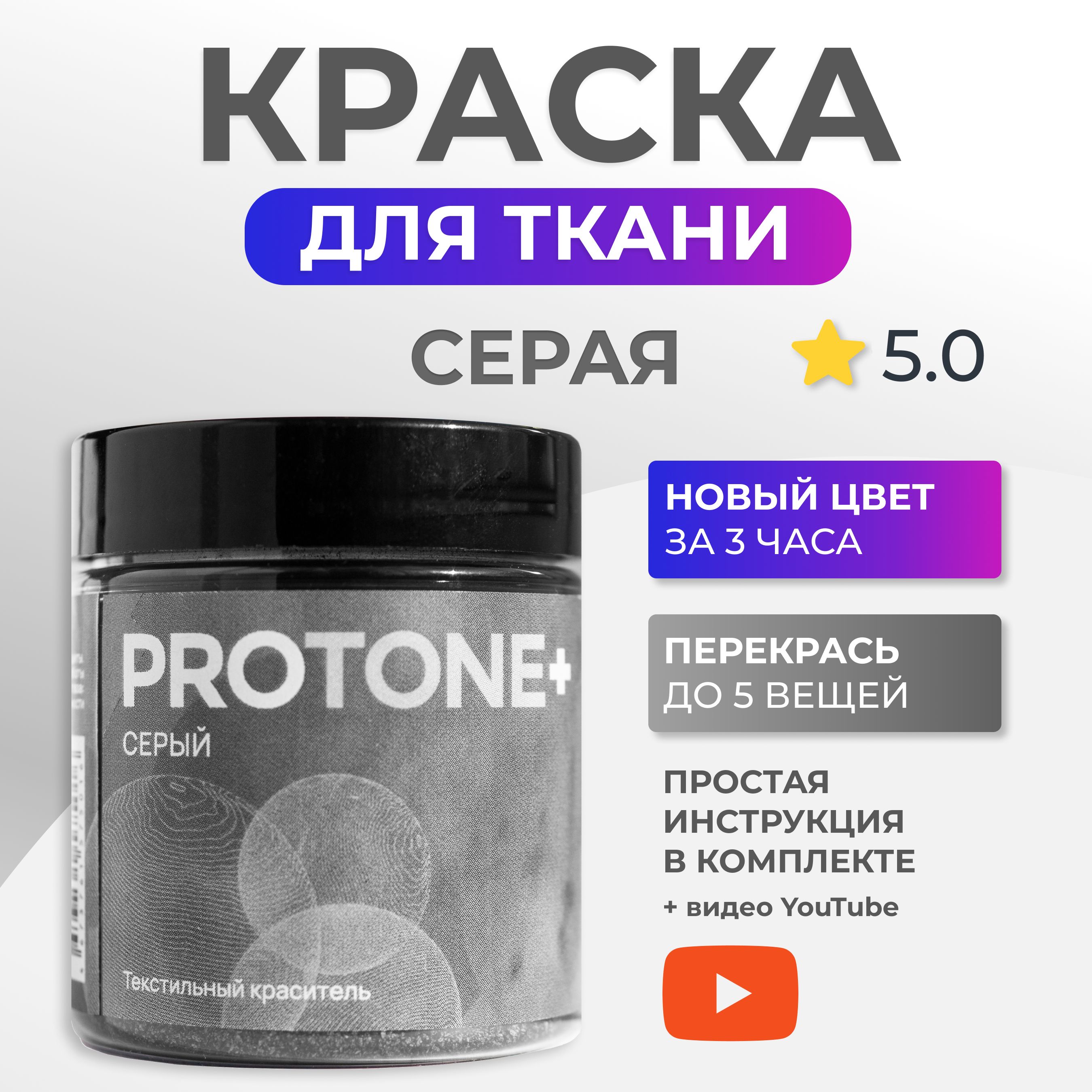 Краска для ткани PROTONE+, краситель для одежды, джинсы, хлопка