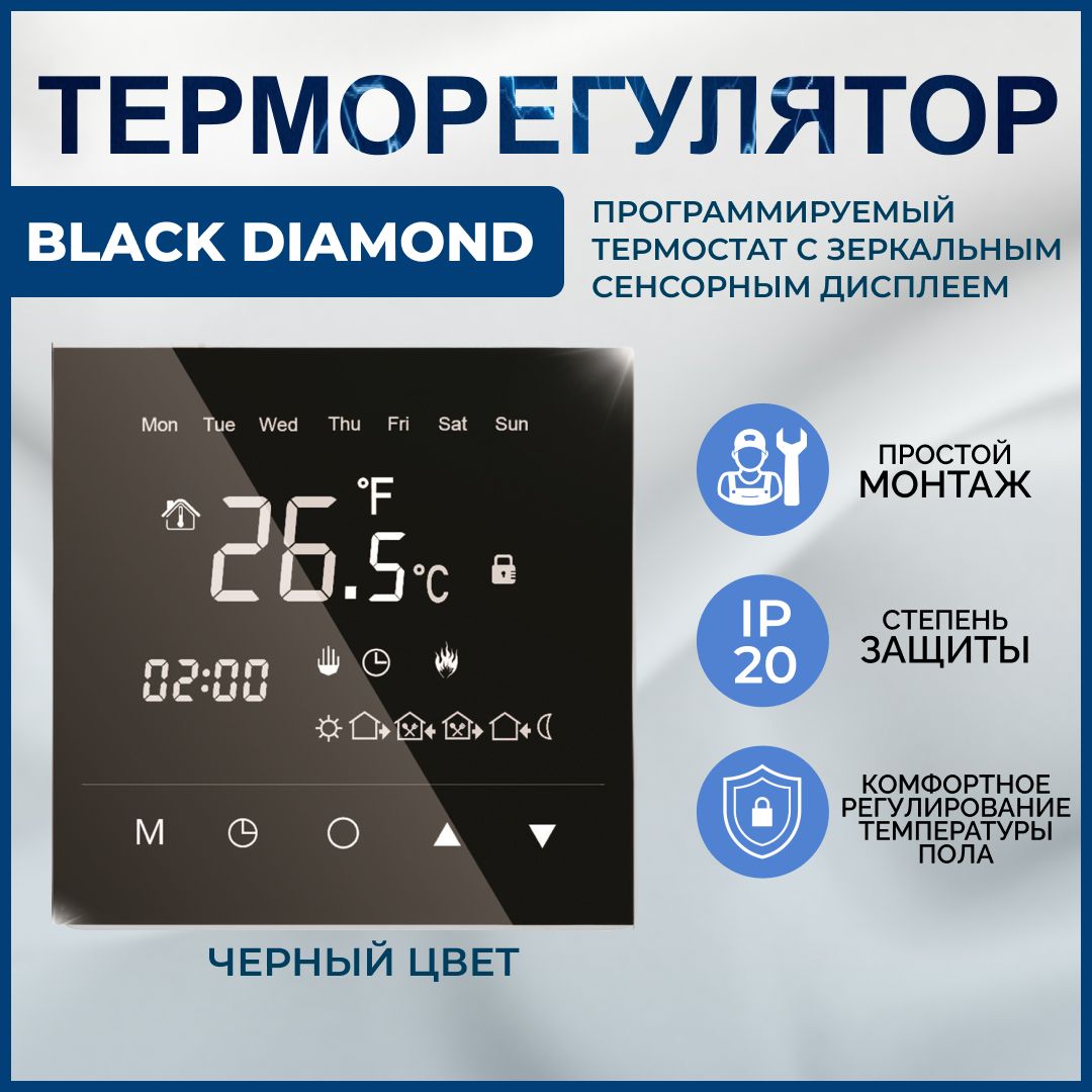 IQWATT Терморегулятор/термостат до 3600Вт Для теплого пола, черный