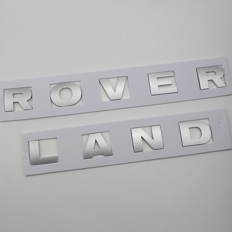 ЛоготиппереднегокапотаLANDROVER,наклейканаанглийскомязыке,значокбагажникаDiscovery34RangeROVEREvoqueSport-серебристый