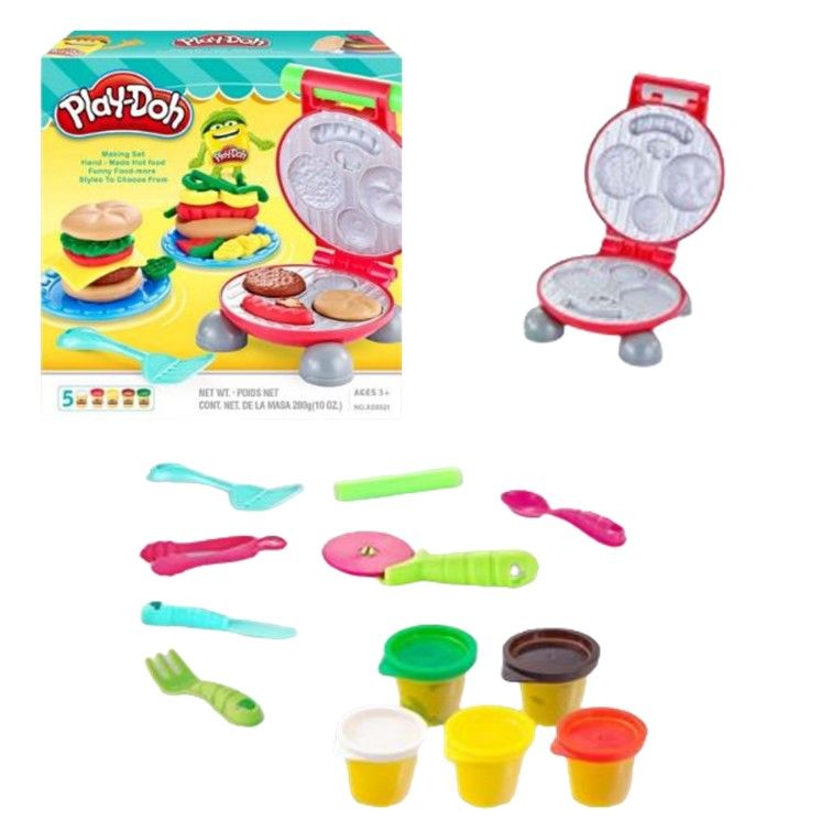 Пластилин Play Doh детский набор для творчества ; тесто для лепки Плей-До гриль-бургер 5 цветов