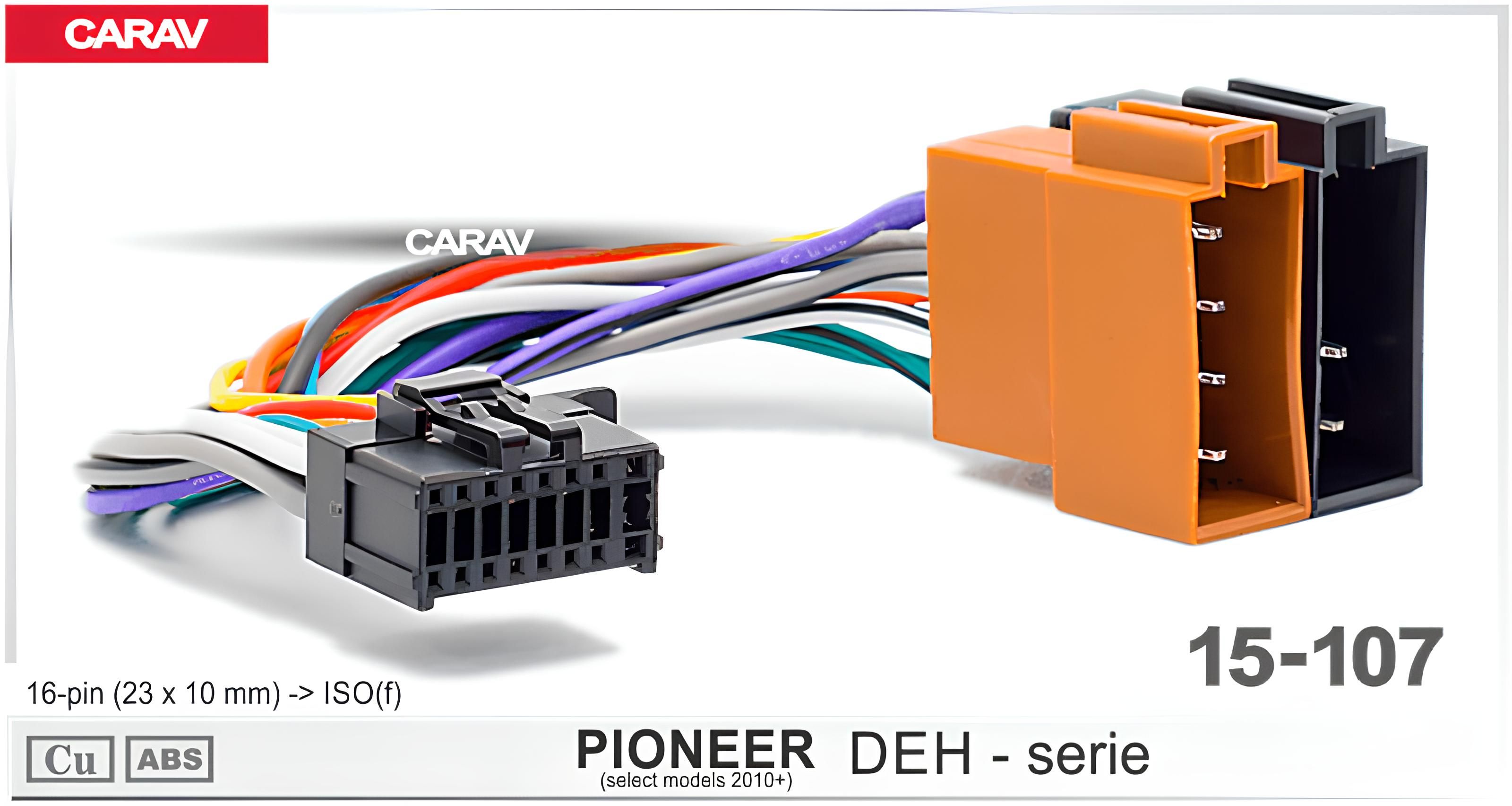 Разъем для магнитолы Pioneer ISO, провода подключения магнитолы 2010+ 16-pin, CARAV 15-107