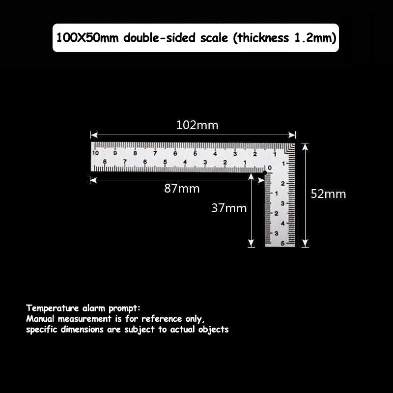 Линейка/угольник 100мм х 50мм, Нержавеющая сталь