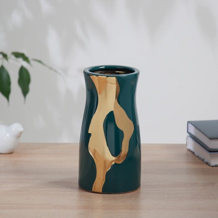 Ваза для цветов и сухоцветов керамическая декоративная настольная 18 см