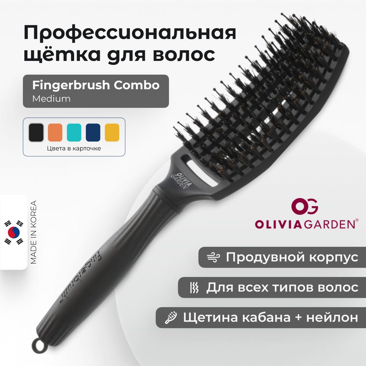 Щетка для укладки Olivia Garden Fingerbrush Combo Medium