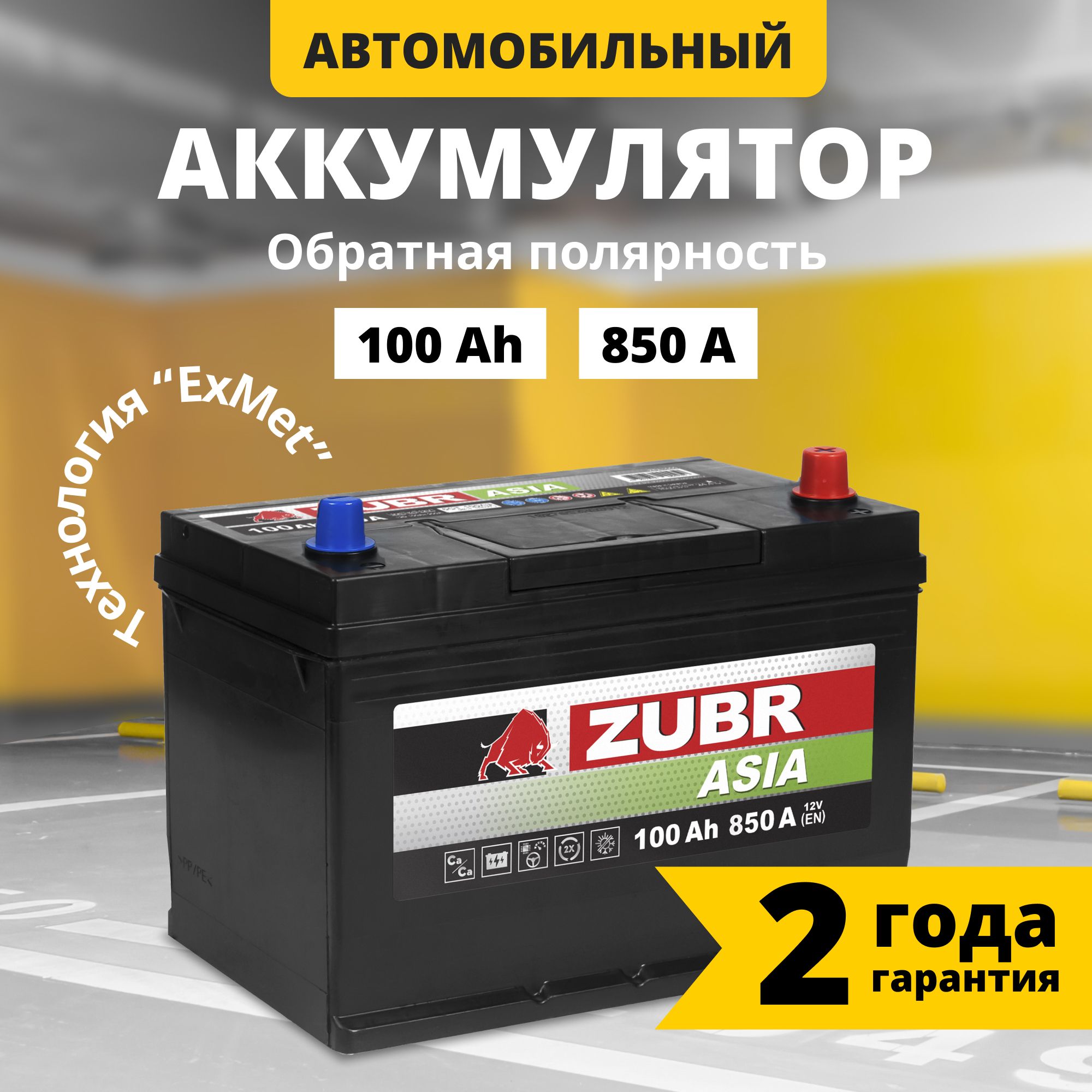 Аккумулятор автомобильный 12v 100 Ah ZUBR Premium Asia 100 Ач 850 А обратная полярность 303x175x225 стартерный акб для автомобиля, машины (нижний борт)