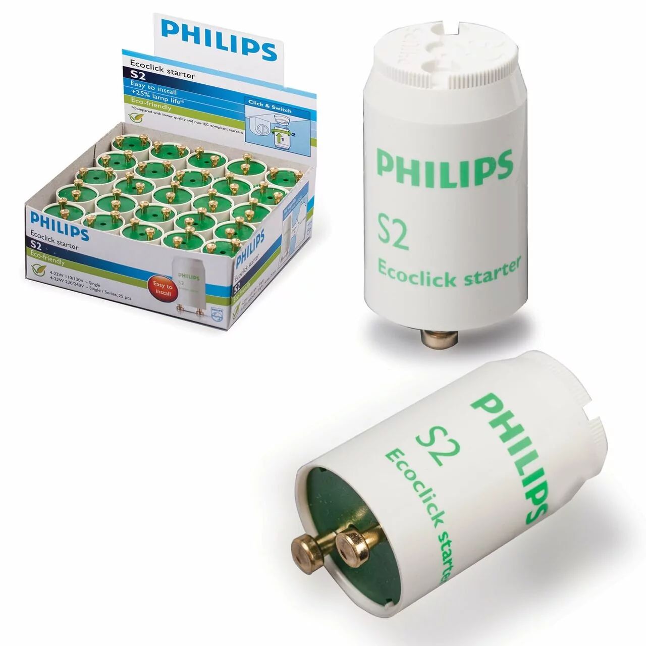 Стартер для люминесцентных ламп Philips S2 4-22Вт 220-240В / 2 шт