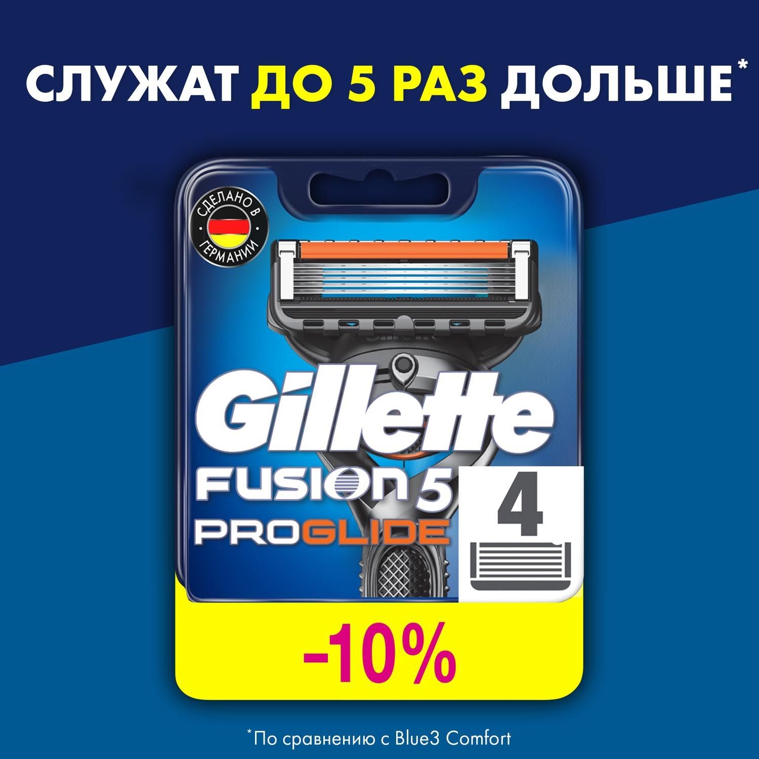 GilletteFUSION5ProGlideКассетыдлябритьясменные(5лезвийтример)4шт