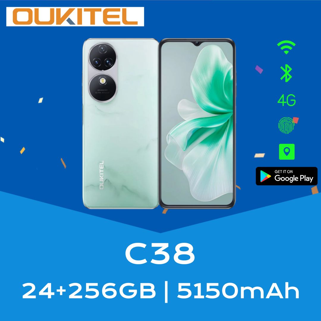 OukitelСмартфонC38МироваяверсияподдерживаетрусскоязычныесистемыGlobal,ПоддержкаGooglePlayEU24/256ГБ,зеленый