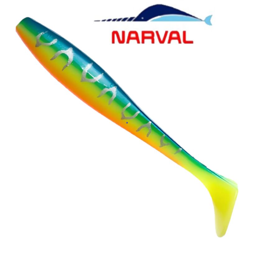 Приманка силиконовая Narval Choppy Tail 14cm цв. #002 Blue Back Tiger / Виброхвост для джига на судака, щуку / Силикон Нарвал Чопи Тейл