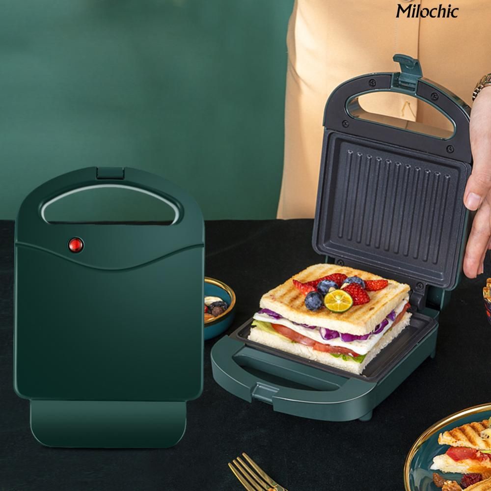 Бутербродница Сэндвичница, небольшая бытовая техника, технология быстрого нагрева, съемная и легко моющаяся, интеллектуальная система контроля температуры 650 Вт, зеленый