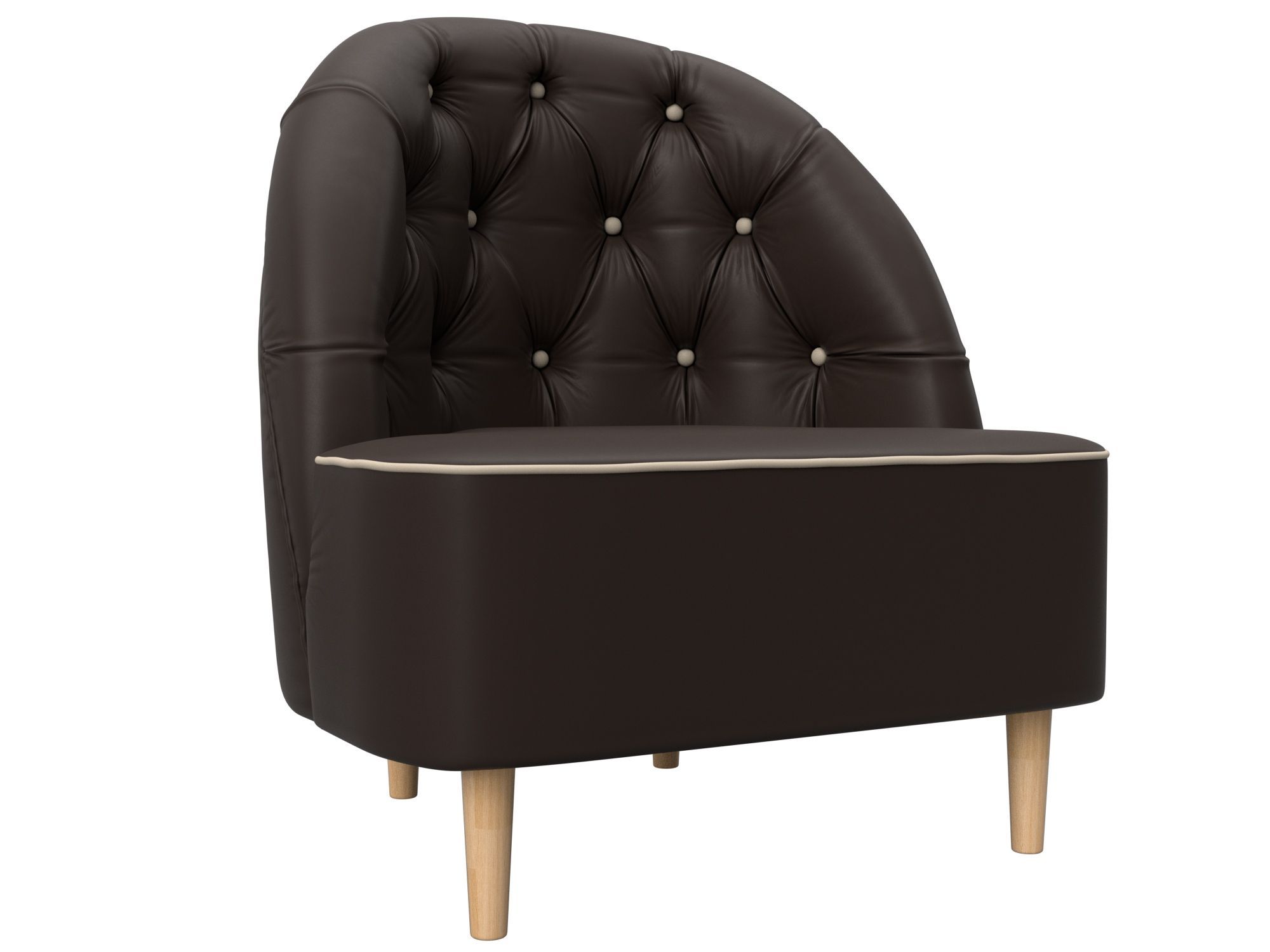 Кресло Амиса, экокожа, механизм нераскладной, коричневый, 74x63x84см. Хит Диванов