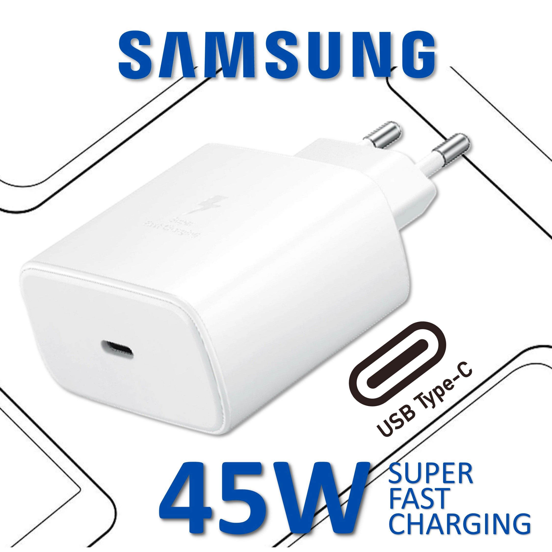 Блокпитания,сетевойадаптер5АSamsung45WPDPowerAdapterUSB-C,белый