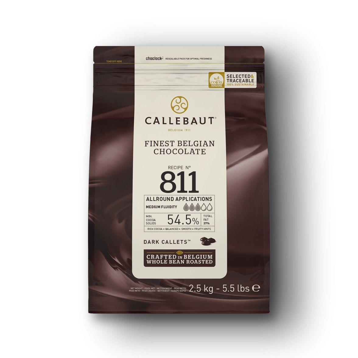 Шоколад белый Callebaut №811 бельгийский 54,5% в каллетах, 2,5 кг