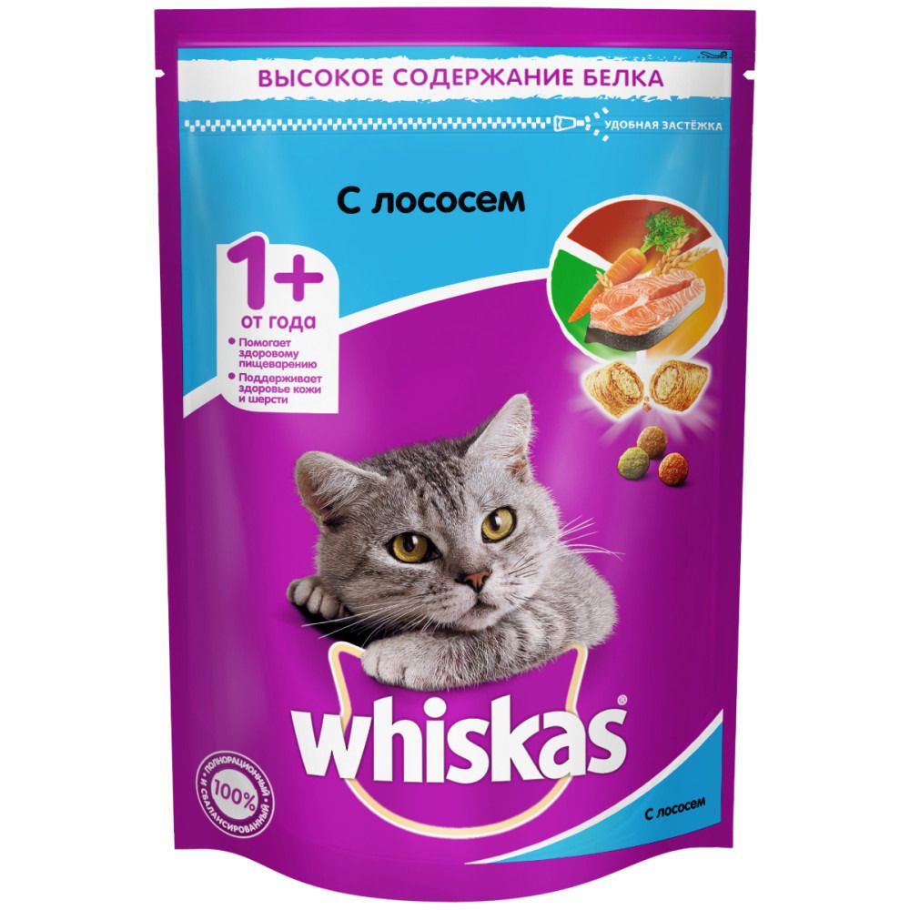 Вискасдлякошекввидеподушечекспаштетомобедслососем/Whiskas350г