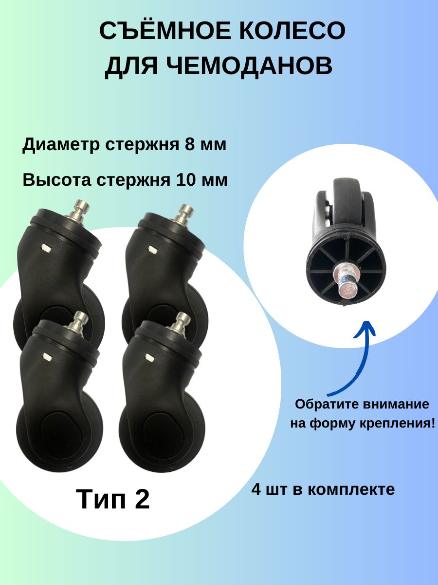 Колесодлячемодана.Набориз4-хсъемныхколесдлячемоданов(тип2).