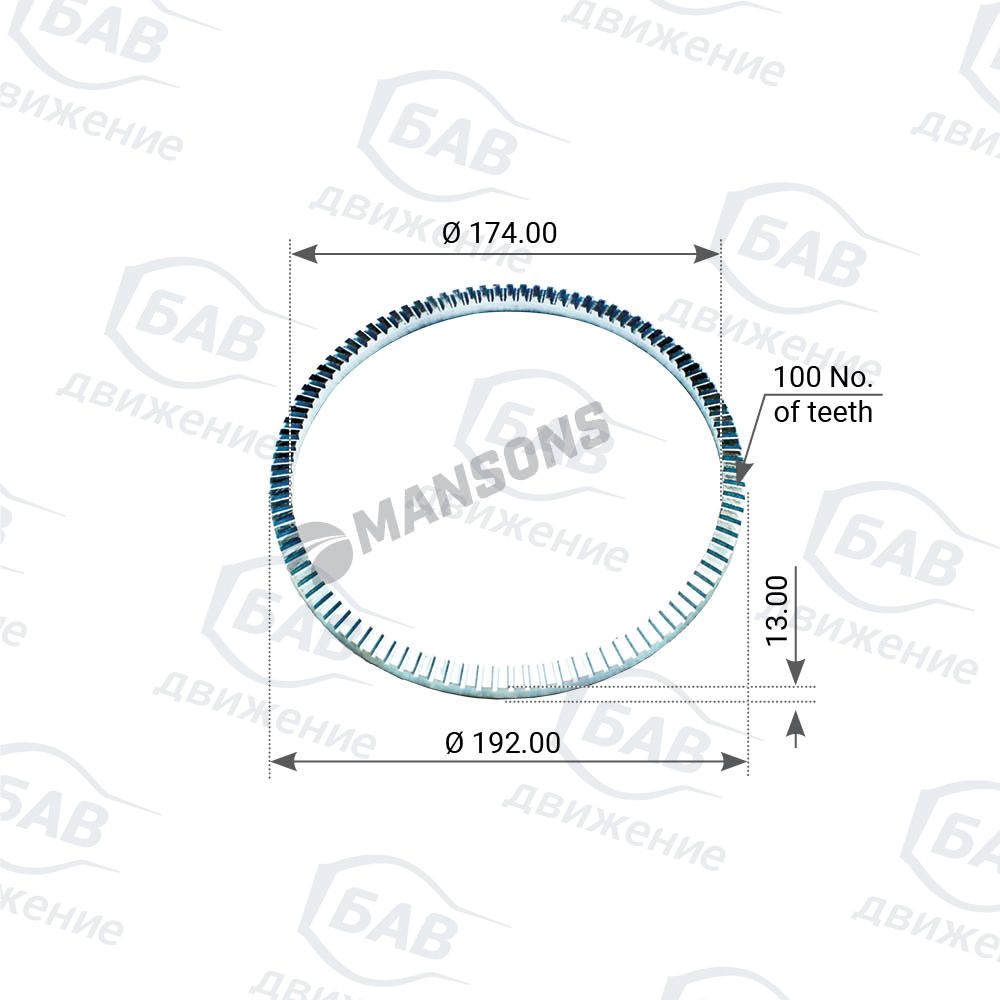 Кольцо ABS 172,5x188,5x20 Z 100 Scania P/G/R/T 100.067