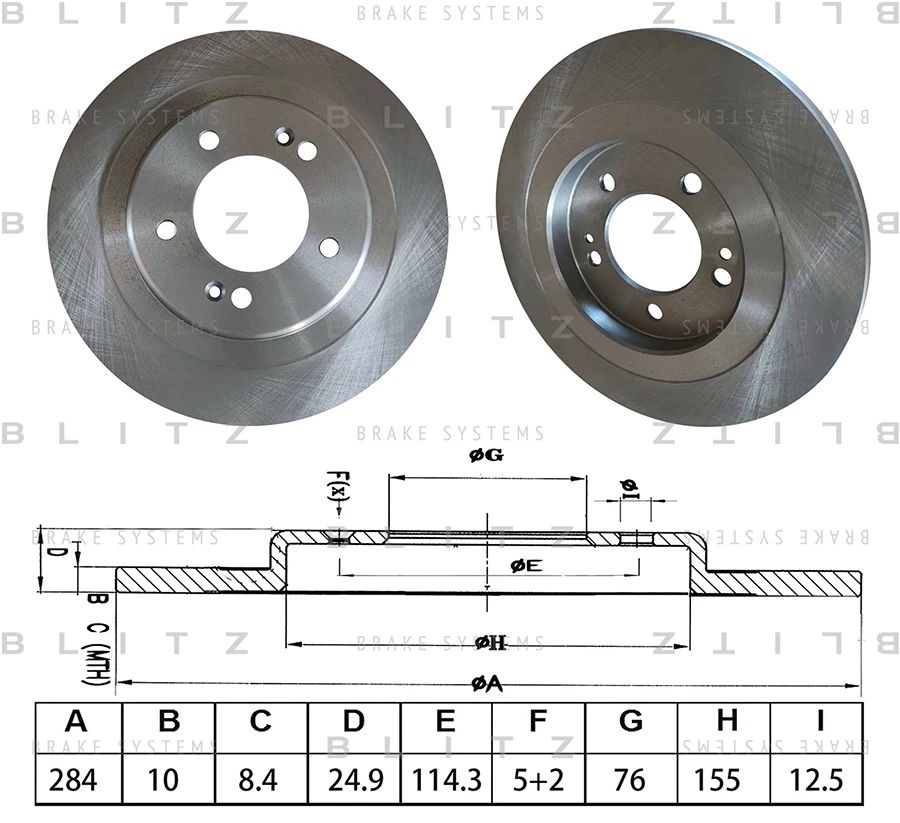 Диск тормозной задний 284x10 Hyundai i40 1.6/2.0/1.7CRDi 11>