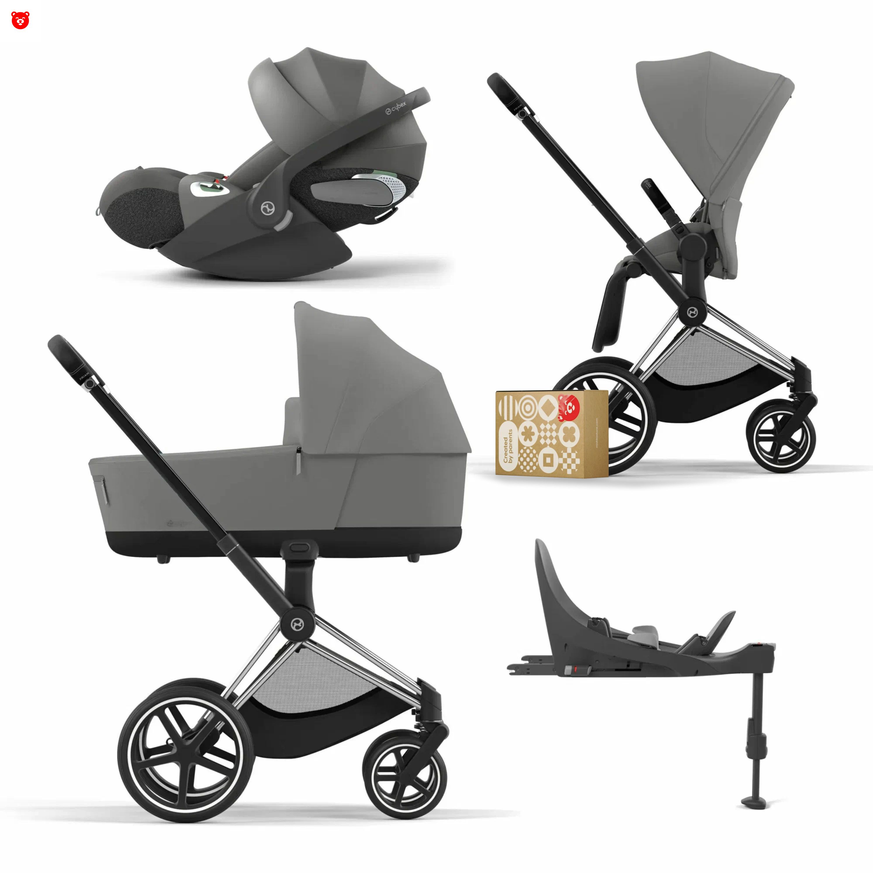 Cybex Priam IV Коляска 4 в 1, шасси Chrome Brown/Mirage Grey