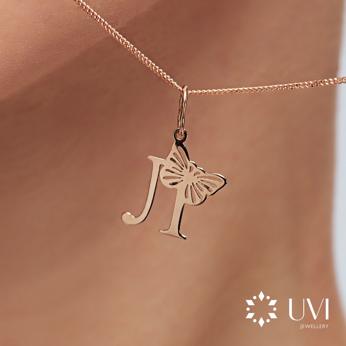 Подвеска на шею золотая 585, буква "Л", UVI Jewellery