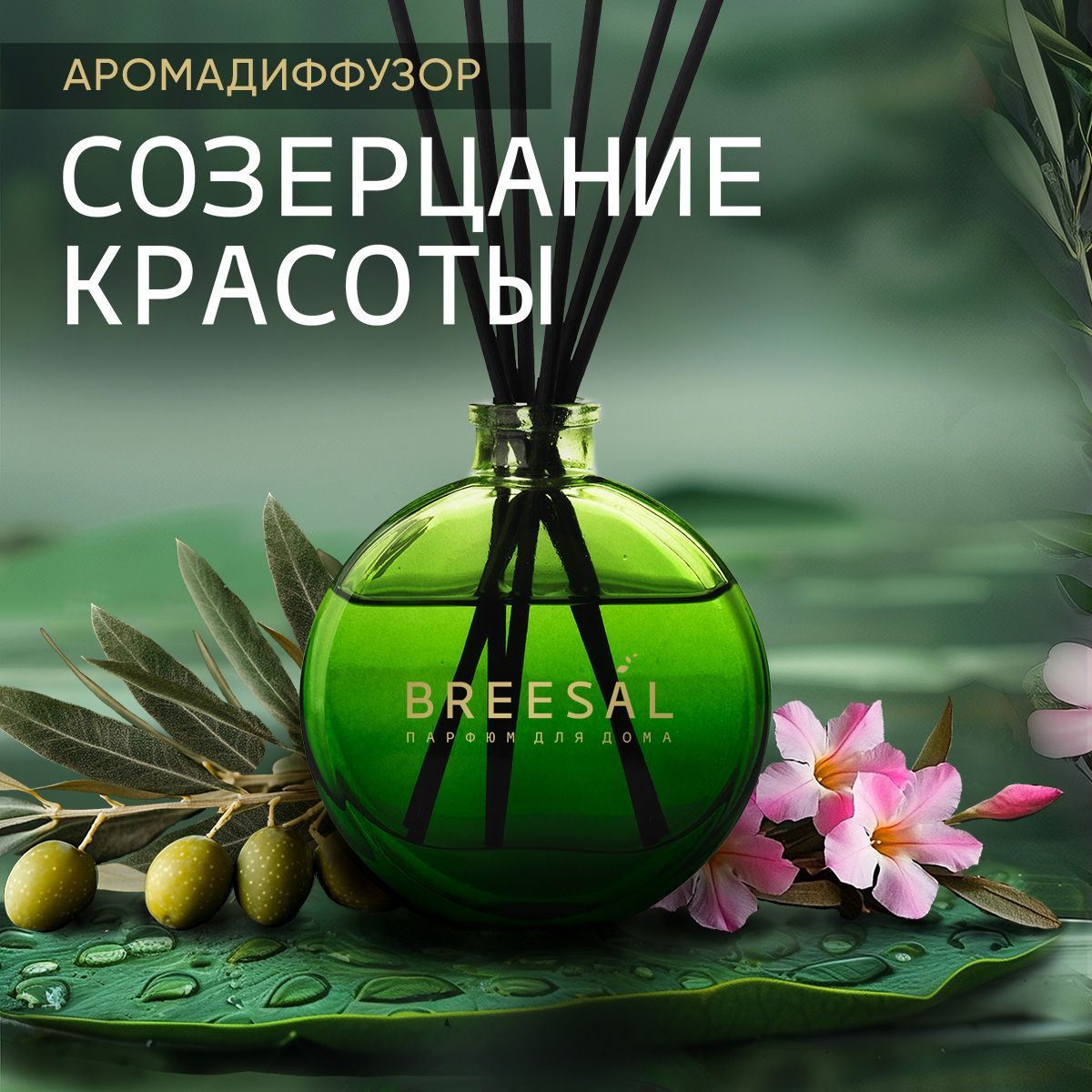 Диффузор для дома, ароматизатор с палочками Breesal, Созерцание красоты