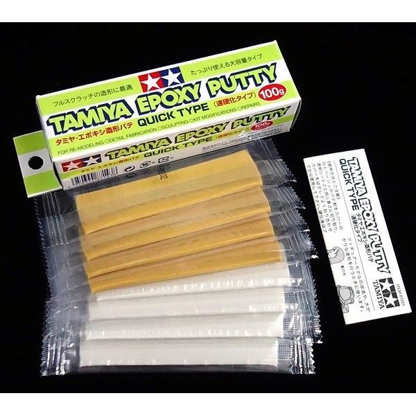 87143 Tamiya Шпаклевка БОЛЬШАЯ 100 грамм двухкомпонентная Quick Type Epoxy Putty