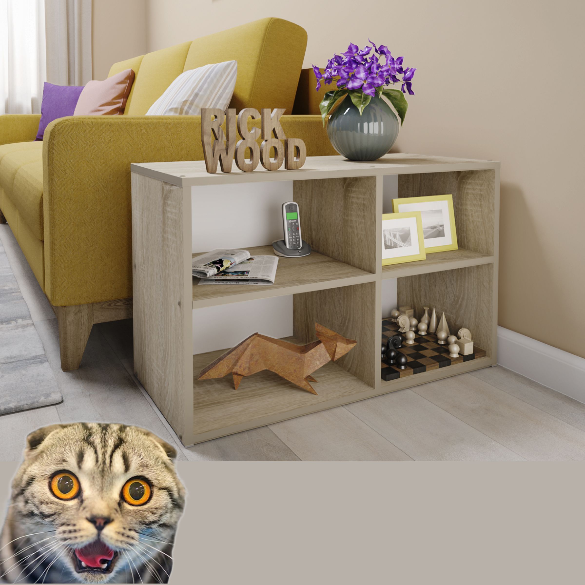 Тумба Rick Wood Полка настенная, полка для книг, тумба подвесная, 80*50*37,5см, Сонома