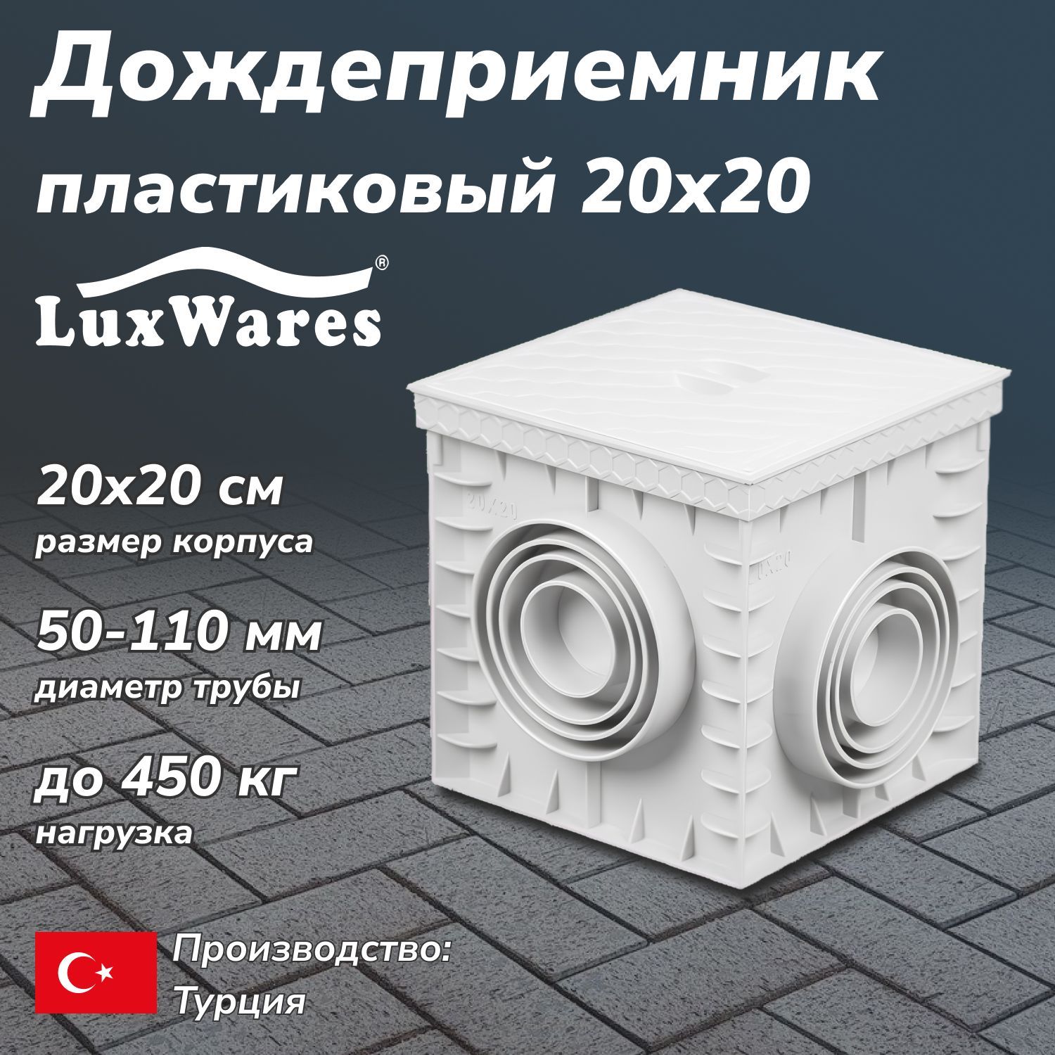 Дождеприемник пластиковый LuxWares 20х20 см (RGR-1001)