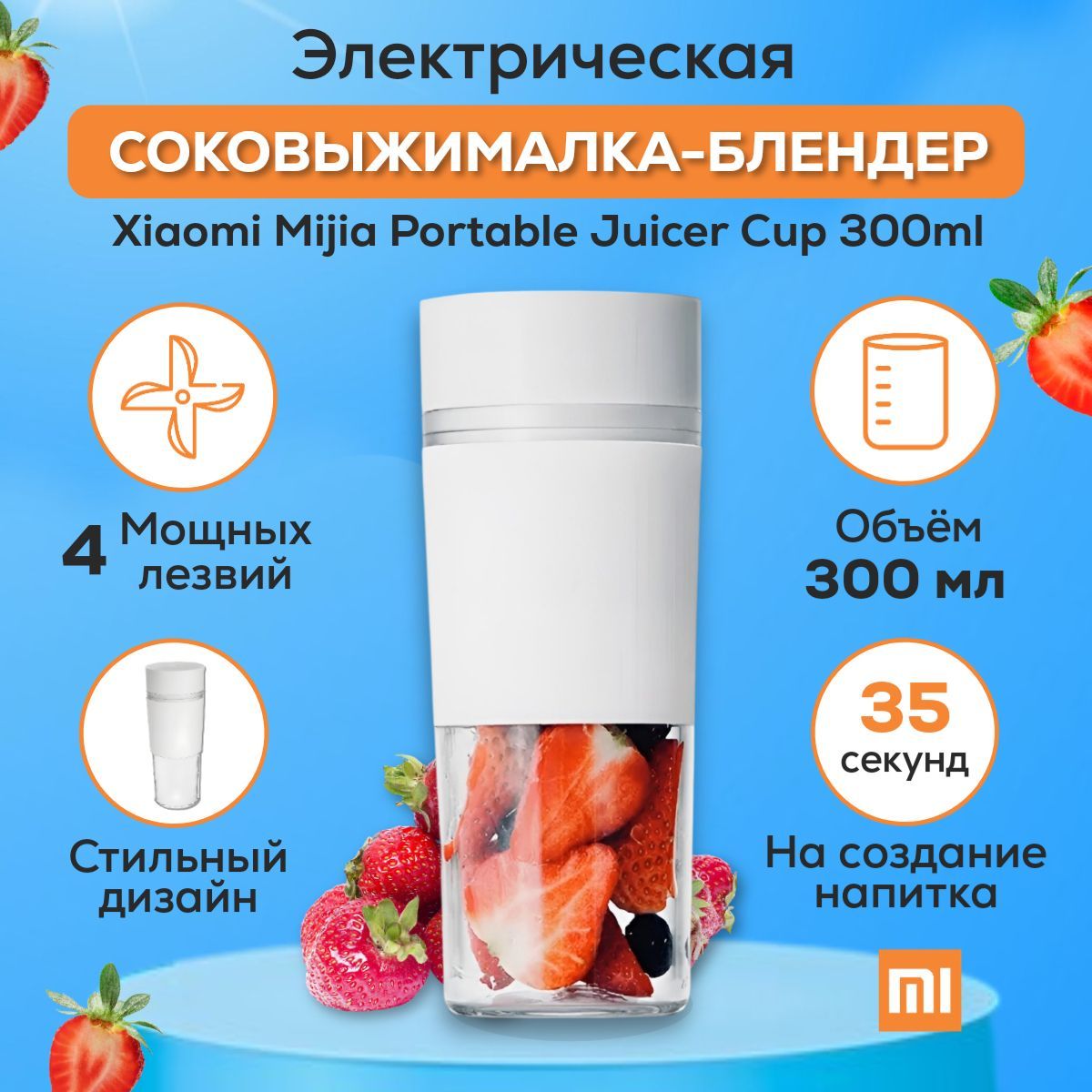 Электрический блендер Xiaomi Mijia Portable Juicer Cup 300ml (MJZZB01PL)