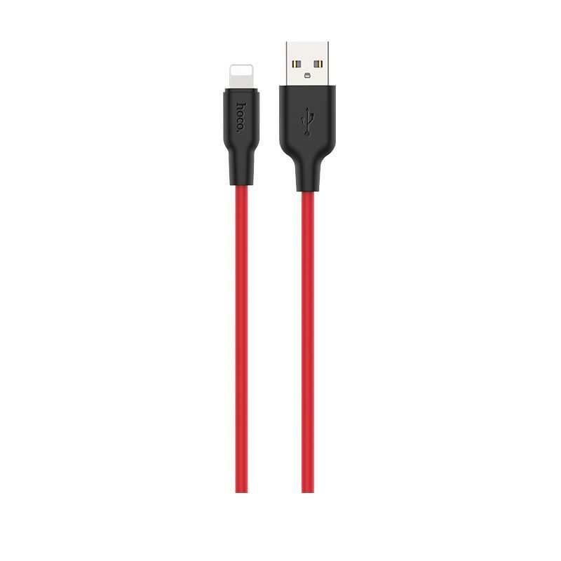 КабельUSB-LightninghocoX21Plus/2м,2.4A,силикагелеваяоболочка/красный