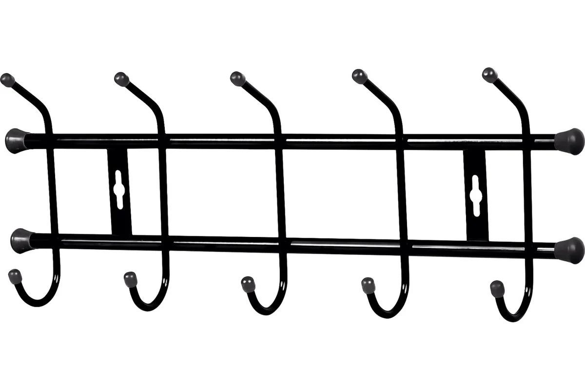 Вешалка настенная 180х485х67 мм, 5 крючков, черный, ВН5/Ч
