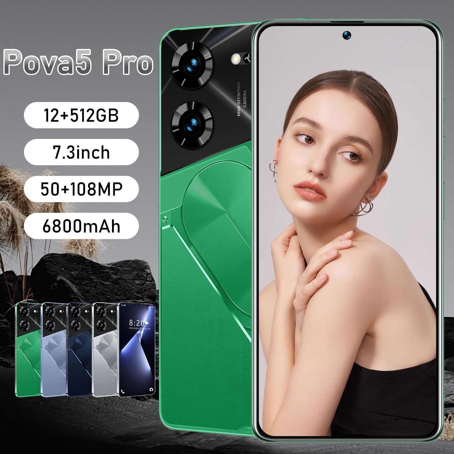 AstarryСмартфонStarryСмартфонNeoРостест(EACH)power5pro/7,3дюйма/12GB+512GB，Android13，ГлобальноеизданиеРусскоеиздание，зеленый，подарокGlobal12/512ГБ,зеленый