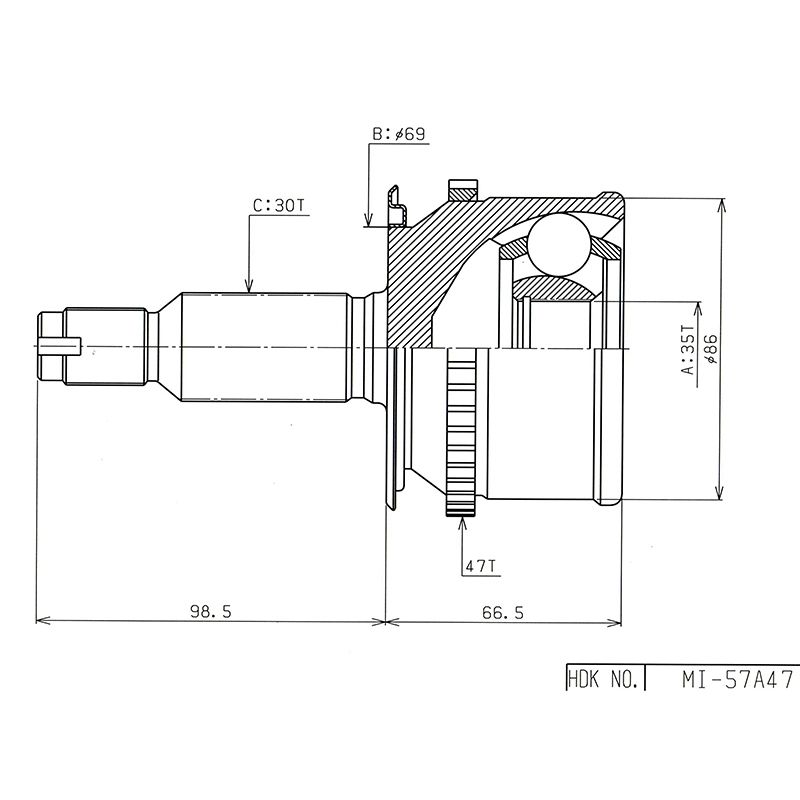 шрус наружный mitsubishi l200/triton kb4t/kb9t 05-/pajero sport kh8w 08- HDK MI-057A47