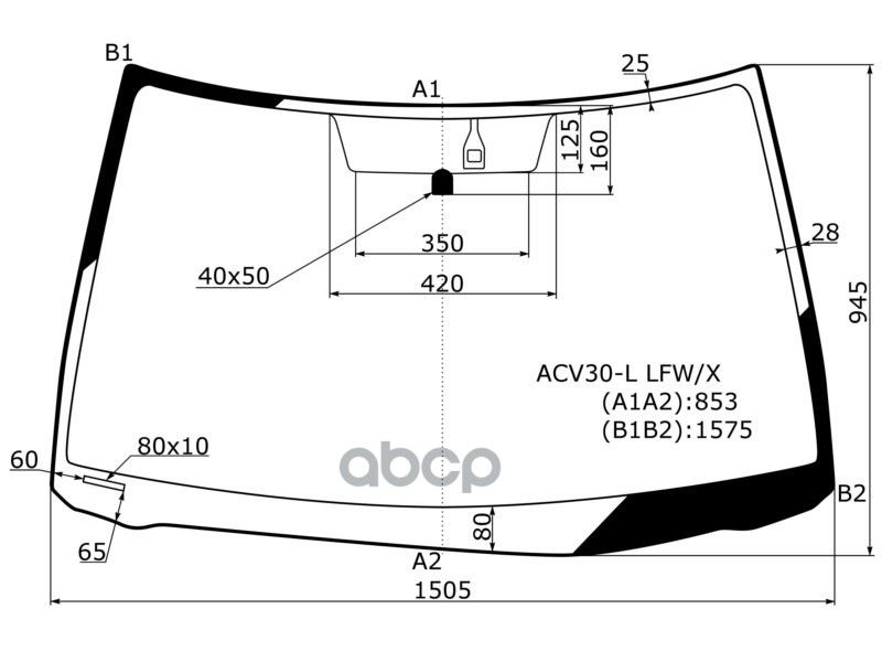 XYG Стекло лобовое (Датчик дождя) Toyota Camry (XV30) 01-06 / Camry UAE/USA 01-06