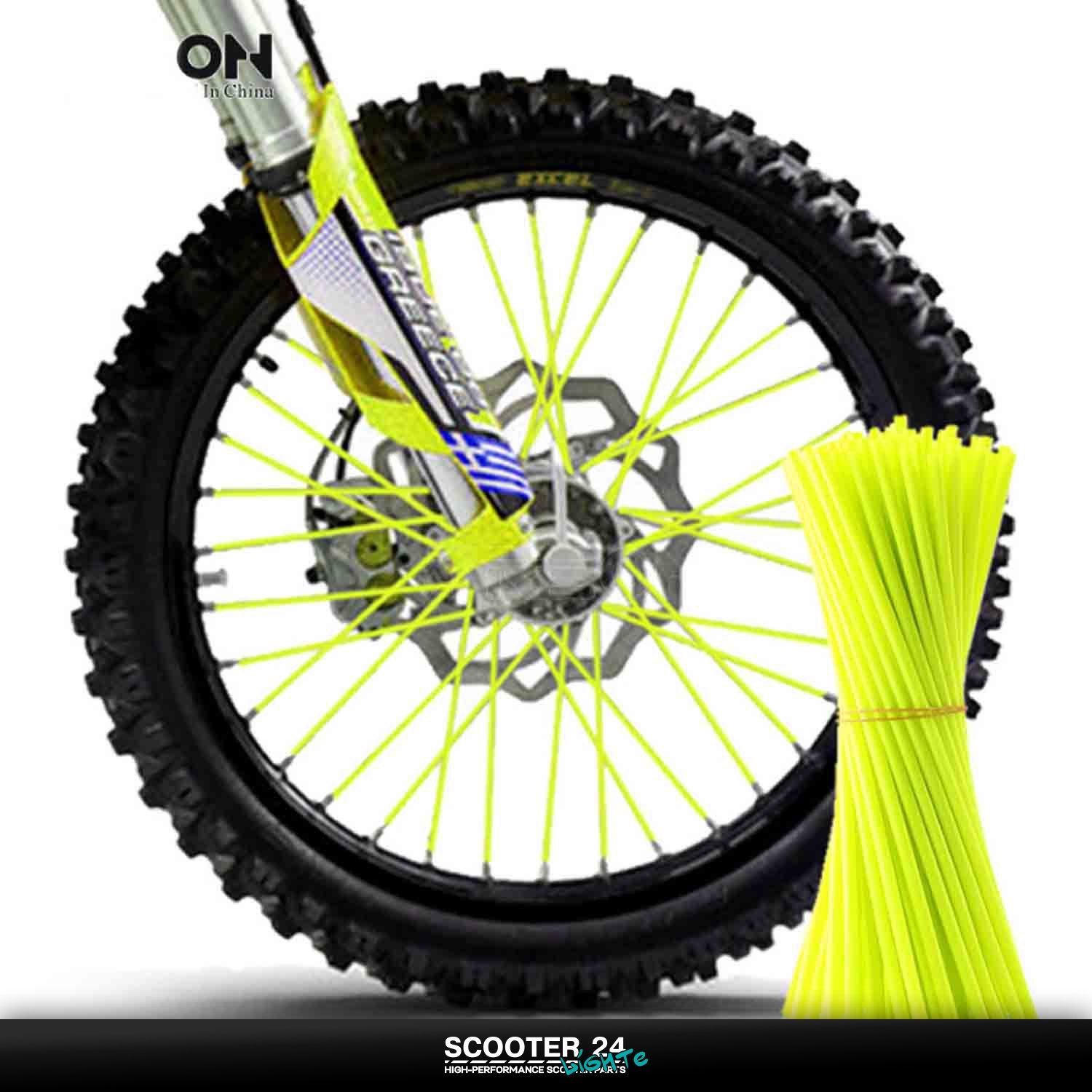 Накладки на спицы колес 21/19 / 21/18 (72шт) салатовые чехлы защита спиц мотоцикла / питбайка / эндуро и велосипеда