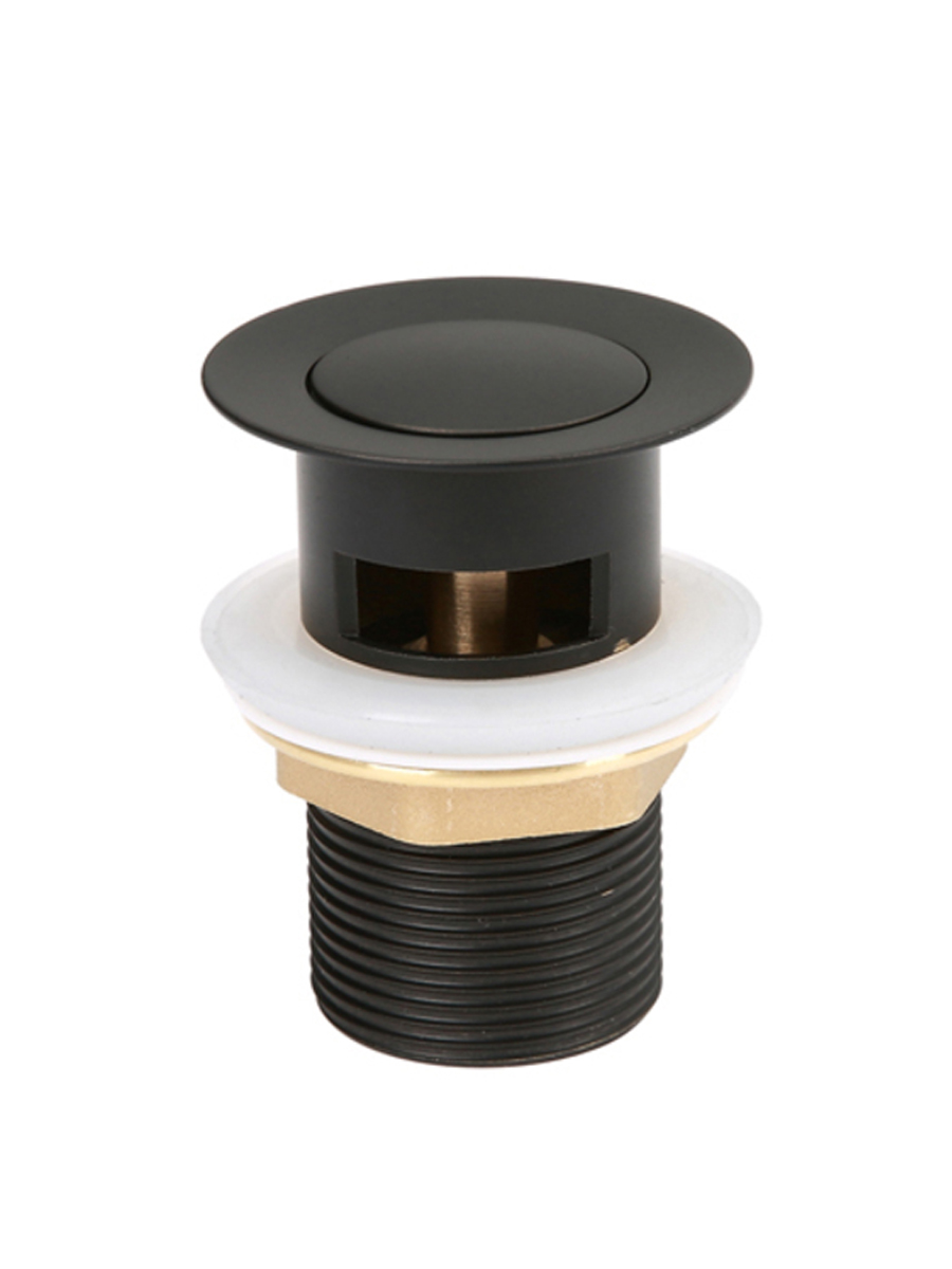 Фото товара на маркетплейсе ozon Донный клапан для раковины с переливом, система клик-клак, латунь, черный, IDDIS, Slide, SLIB000i88