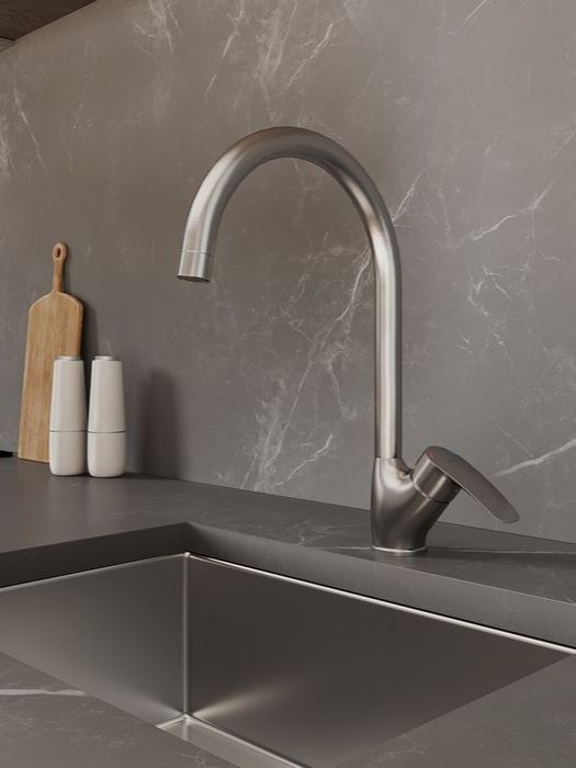 Фото товара на маркетплейсе ozon Смеситель для кухни Milardo, латунь, сатин, Rora, RORBN0JM05