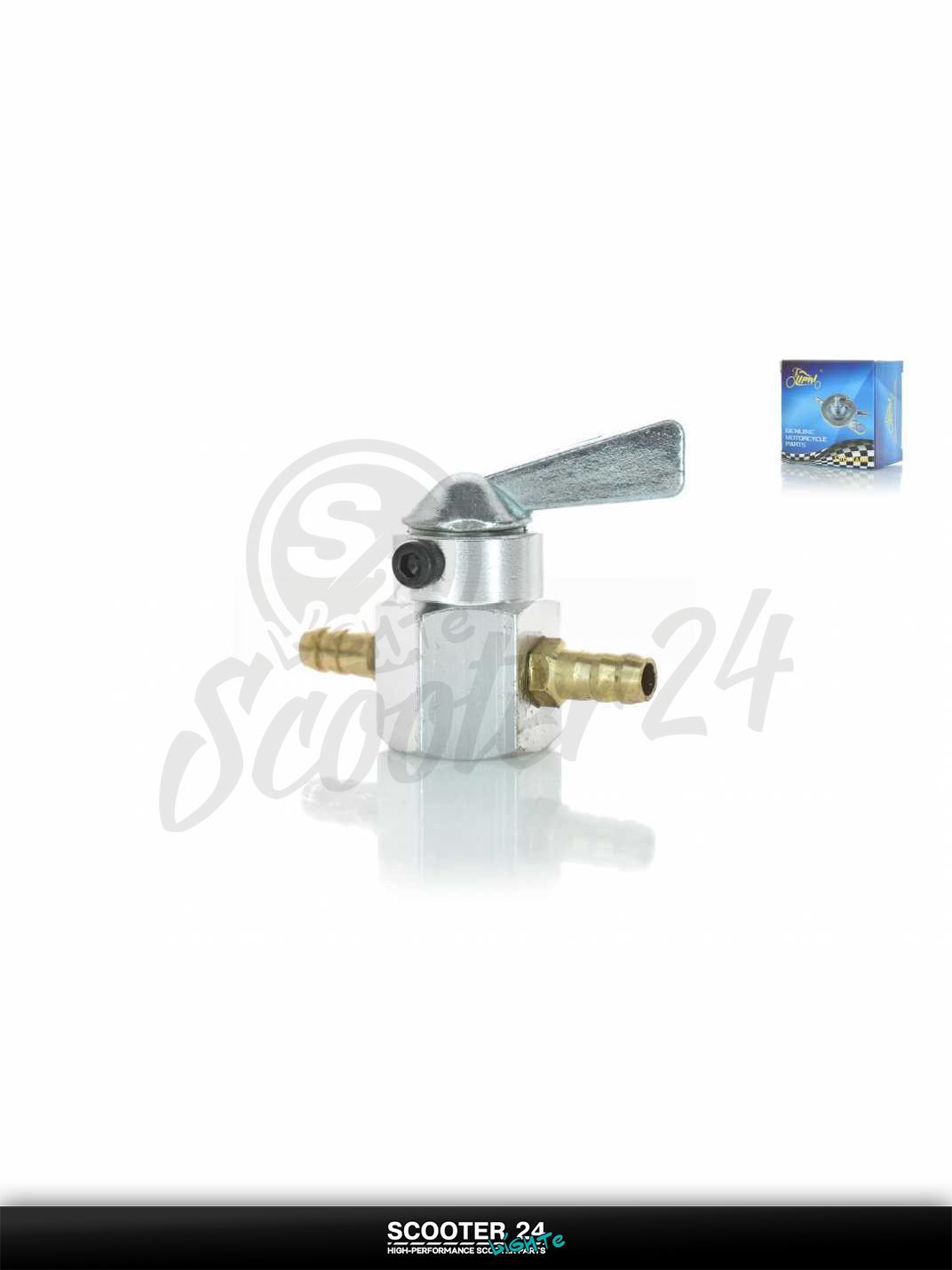 Кран топливный ручной подвесной, без крепления CNC d6 "LIPAI" (серебристый) на скутер / мотоцикл и питбайк